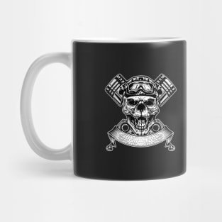 Dog Skull Biker Piston Motorcycle Mug